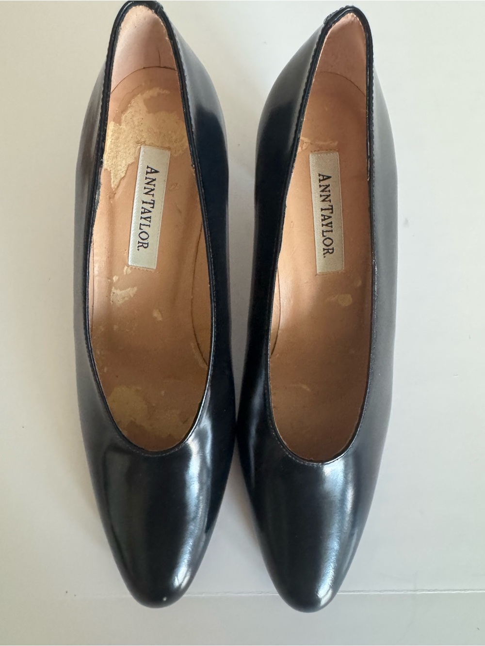 Ann Taylor Black Leather Pumps Heels Classic Pointed Toe NWOB Never Worn - Picture 6 of 9